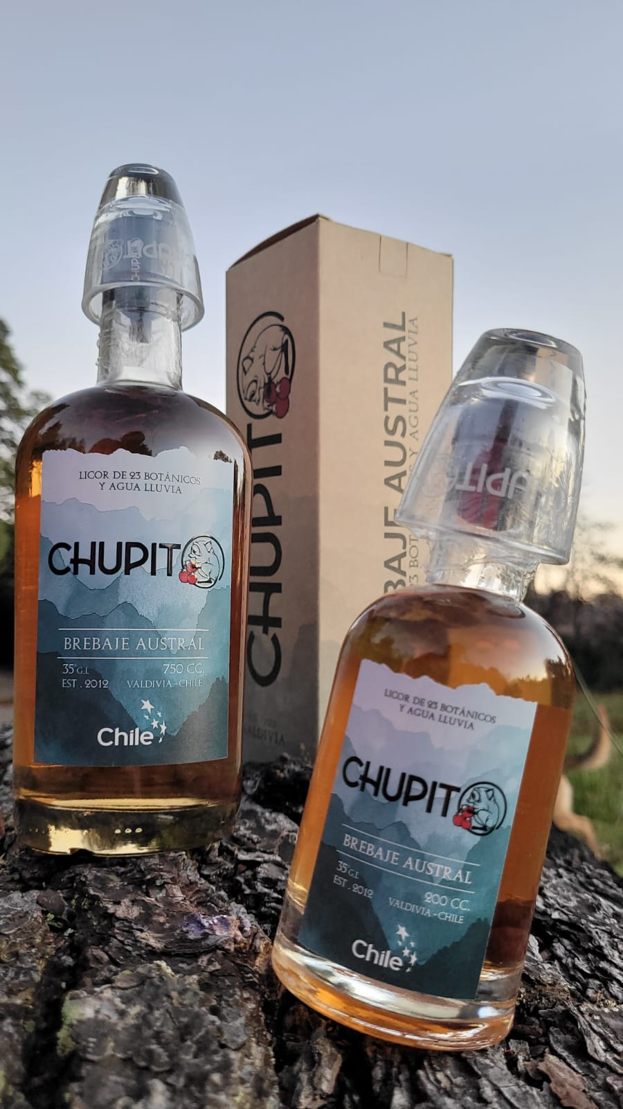 Caja + Botella Chupito + Vaso Chupito